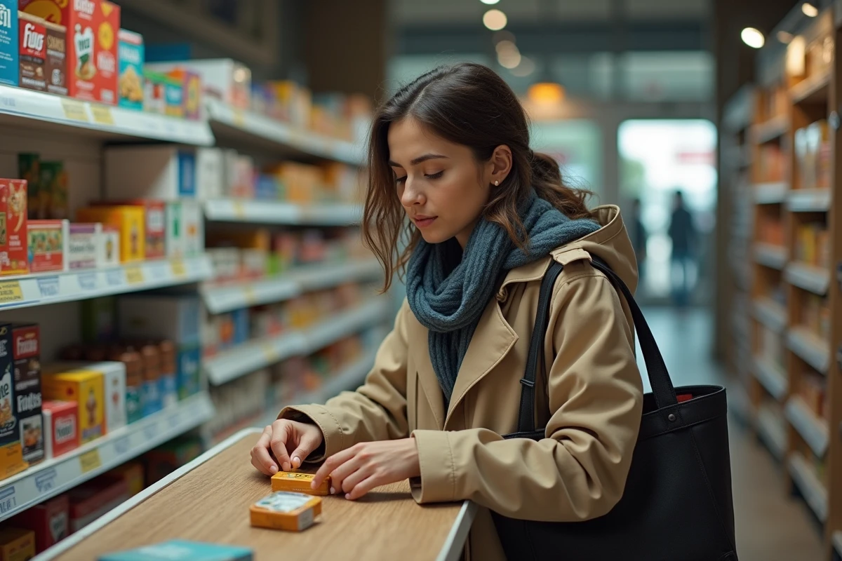 Jeune femme achetant du tabac dans un magasin espagnol