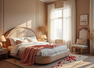 Week-end romantique : les love rooms du Puy-de-Dôme où séjourner Chambre romantique avec lit rond et pétales de roses
