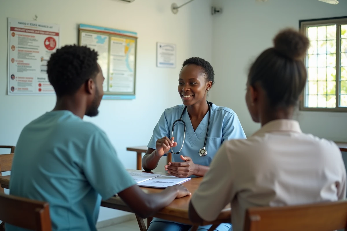 Consultation médicale dans une clinique de santé pour voyageurs à Zanzibar sur les risques sanitaires tropicaux