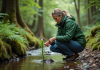 Parcs naturels : l’enjeu écologique majeur à comprendre Femme en veste verte examine une fleur dans la forêt