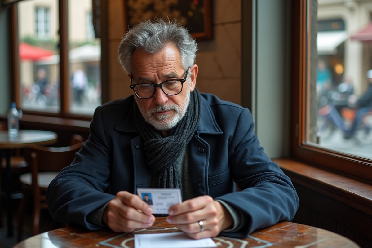 Homme examine sa carte d