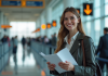 Enregistrer auprès de TUI : horaires et démarches à connaître Jeune femme en voyage à l'aéroport avec documents