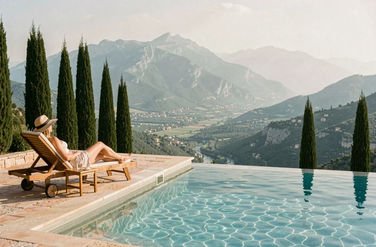 Piscine à débordement de La Colline de Vence avec vue panoramique sur la vallée des Alpes-Maritimes