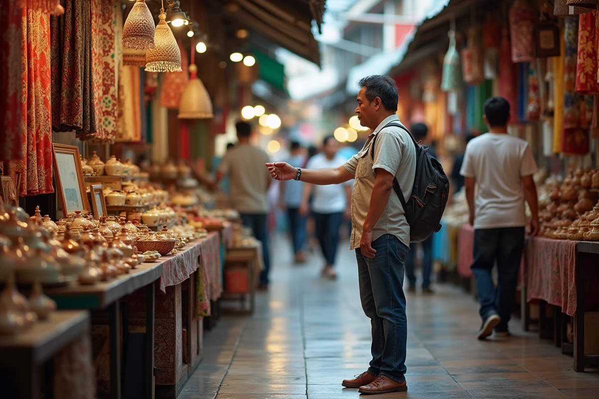Homme dans un marché animé de Kuala Lumpur